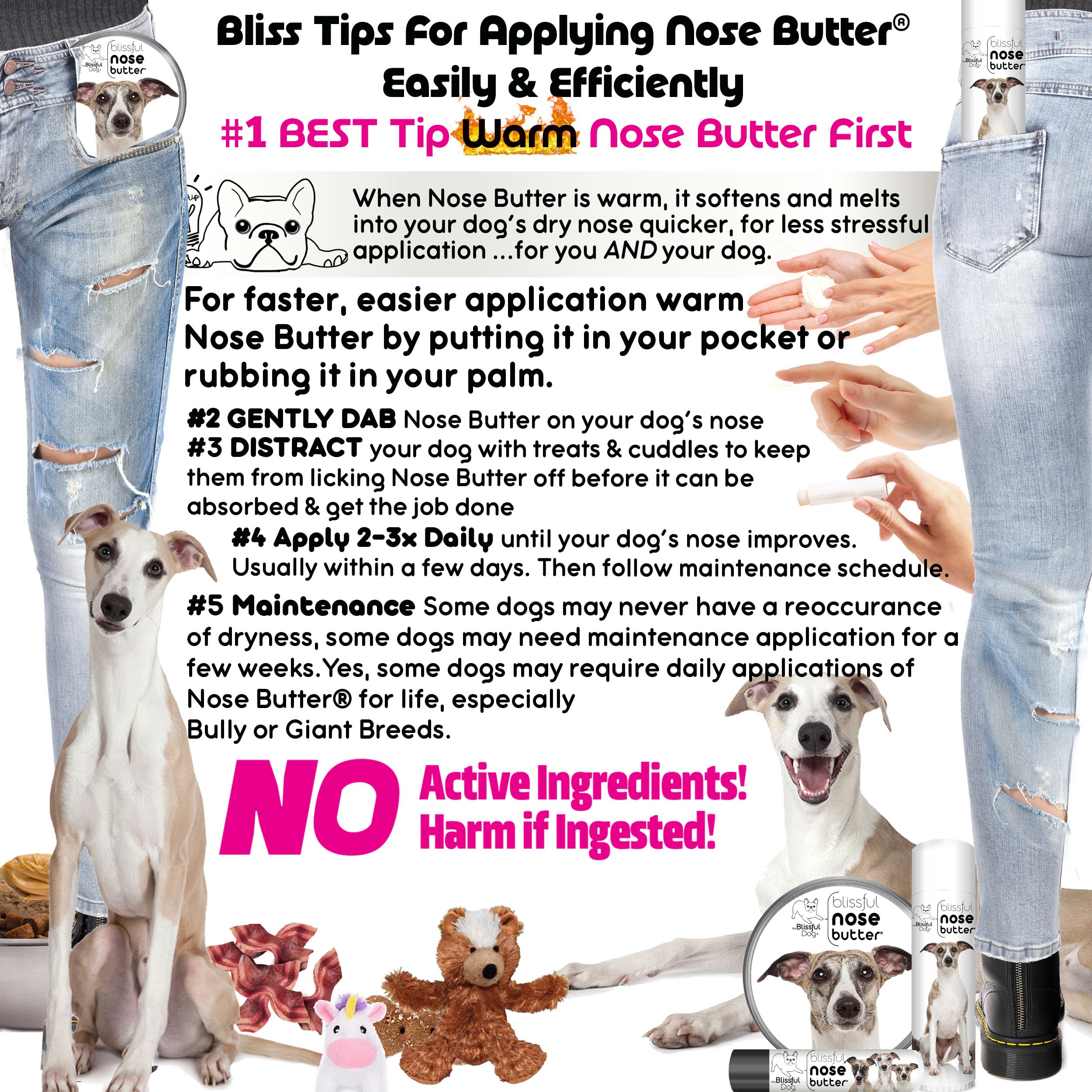 The Blissful Dog Whippet Unscented Nose Butter - Dog Nose Butter, 8 Ounce